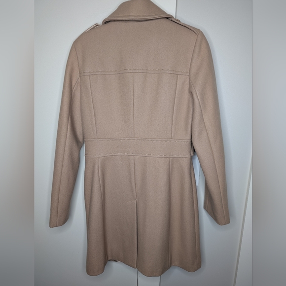 Kenneth Cole Reaction Wool Blend Y2K Minimalist Structured Classic Tan Coat 6 - Picture 2 of 7
